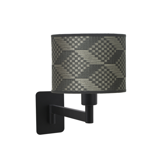 Aplique abatible Moda de Fabrilamp, color negro y pantalla gris Tetris, ideal para iluminación moderna.