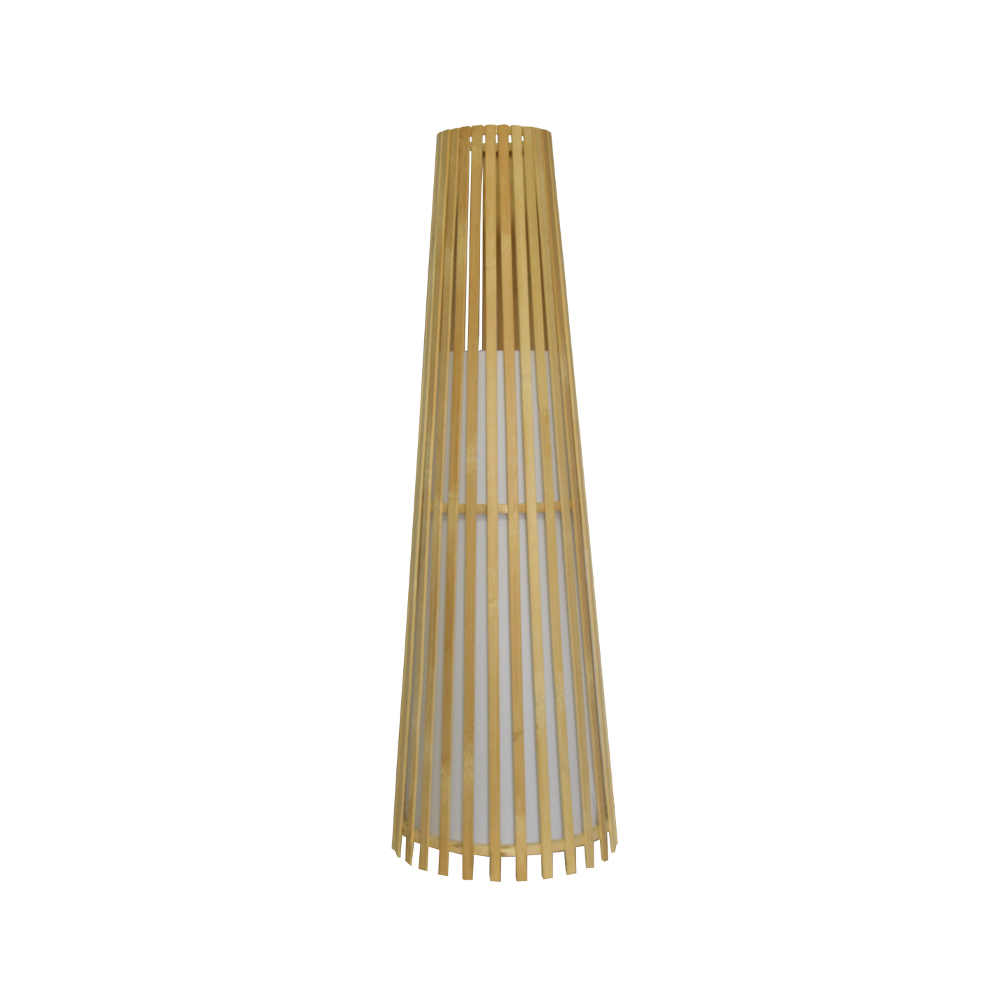 Lámpara de pie Kofi fabricada en bambú color natural, con pantalla de pergamino