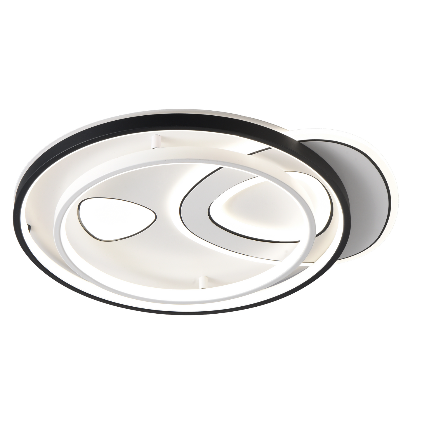 Lámpara de techo Evora fabricada en metal y policarbonato color negro y blanco