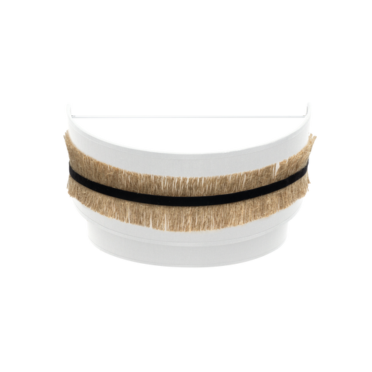 Aplique Doble Angola Fabrilamp en negro, blanco y yute. Diseño moderno para iluminar tu hogar.