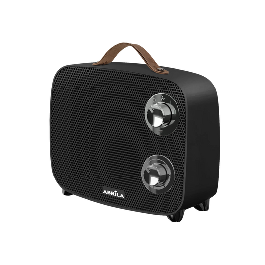 Termoventilador fabricado en metal color negro con detalles cromo