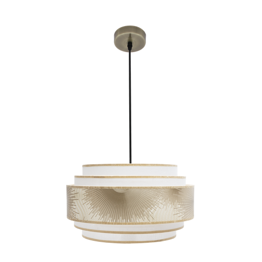 Colgante Nepal 5P Cuero/Blanco/Oro de Fabrilamp, diseño moderno y elegante para tu hogar.