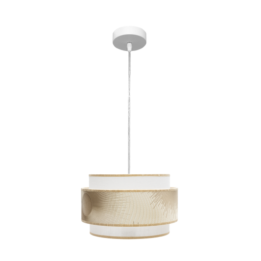 Lámpara colgante Nepal fabricada en metal color blanco y oro