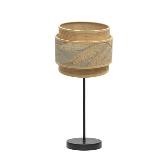 Sobremesa Samoa Negro/Camel, vista frontal, detalle de la pantalla textil.