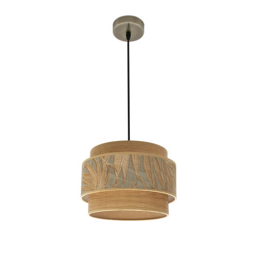 Colgante Samoa Cuero/Camel de Fabrilamp, vista general. Iluminación moderna para tu hogar.