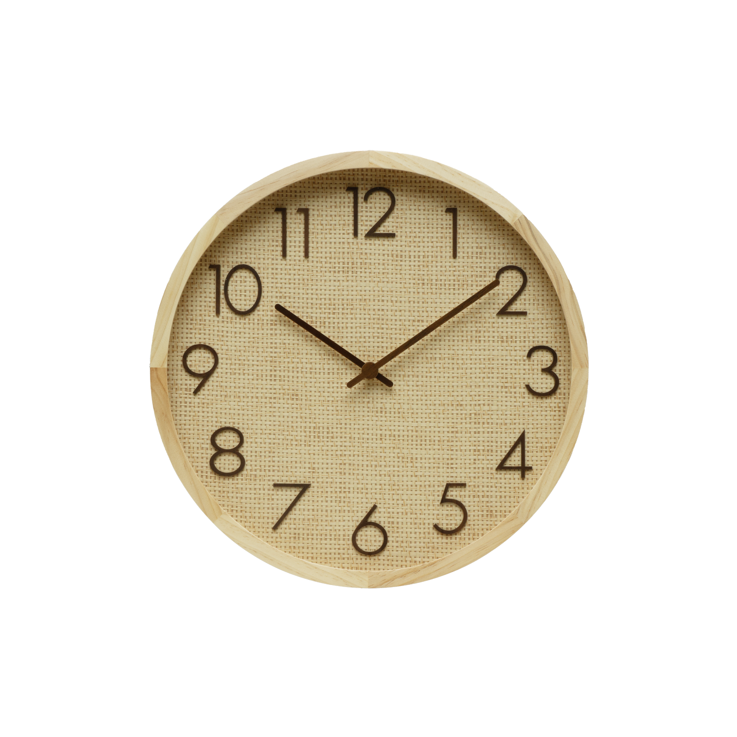Reloj de pared Grenoble Haya/Rafia Natural 30x30x4cm, movimiento continuo, Fabrilamp