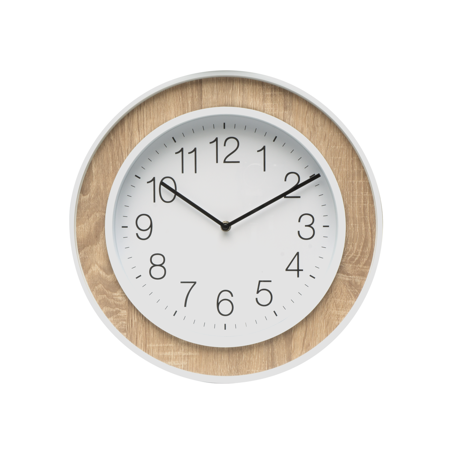 Reloj de pared Ojen Haya/Blanco de Fabrilamp, 41x41x5 cm, movimiento continuo. Diseño moderno y elegante para tu hogar.