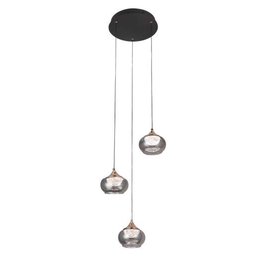Plafón fabricado en metal color negro con cristal fumé transparente