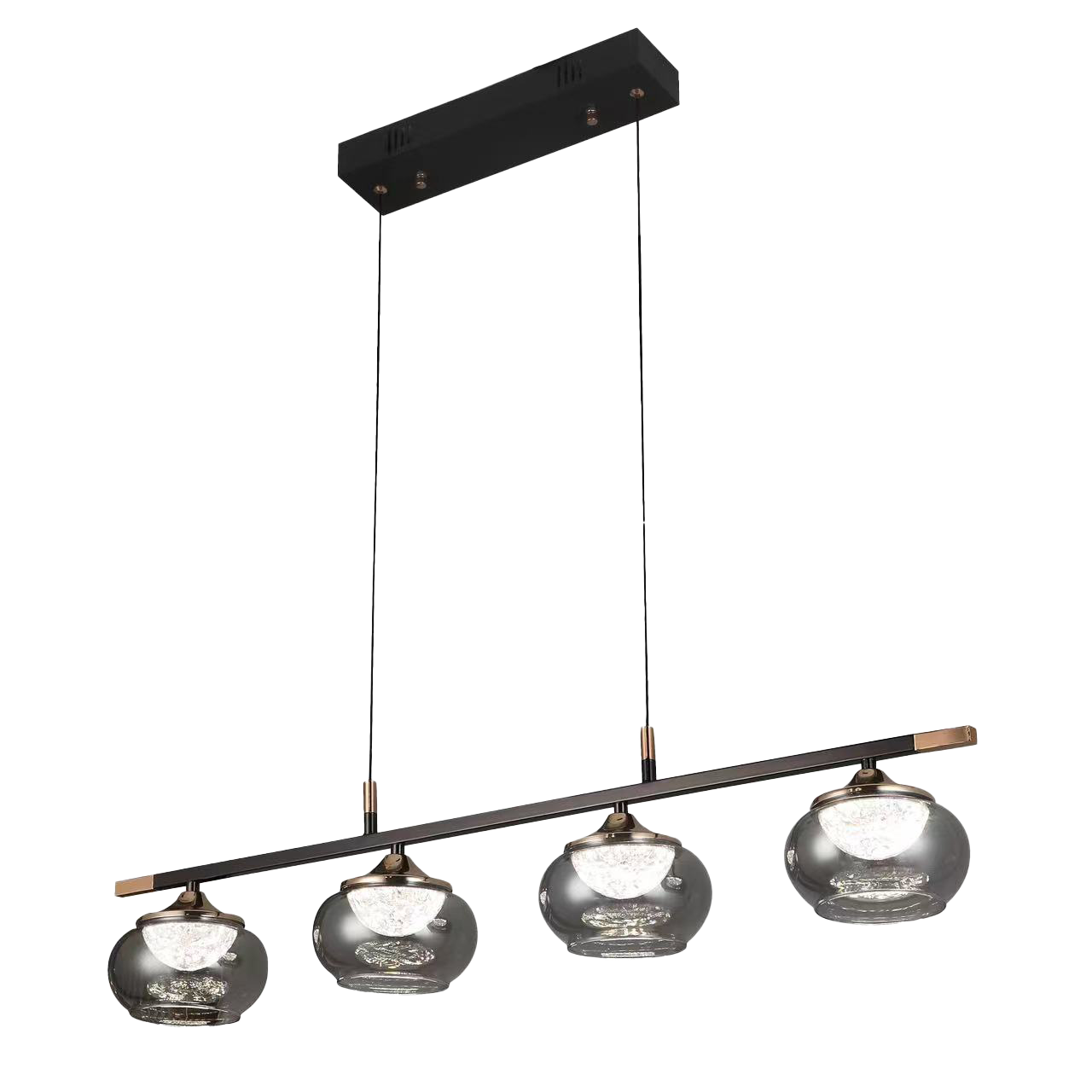 Regleta Pompeya fabricada en Metal color Negro con cristal fumé transparente