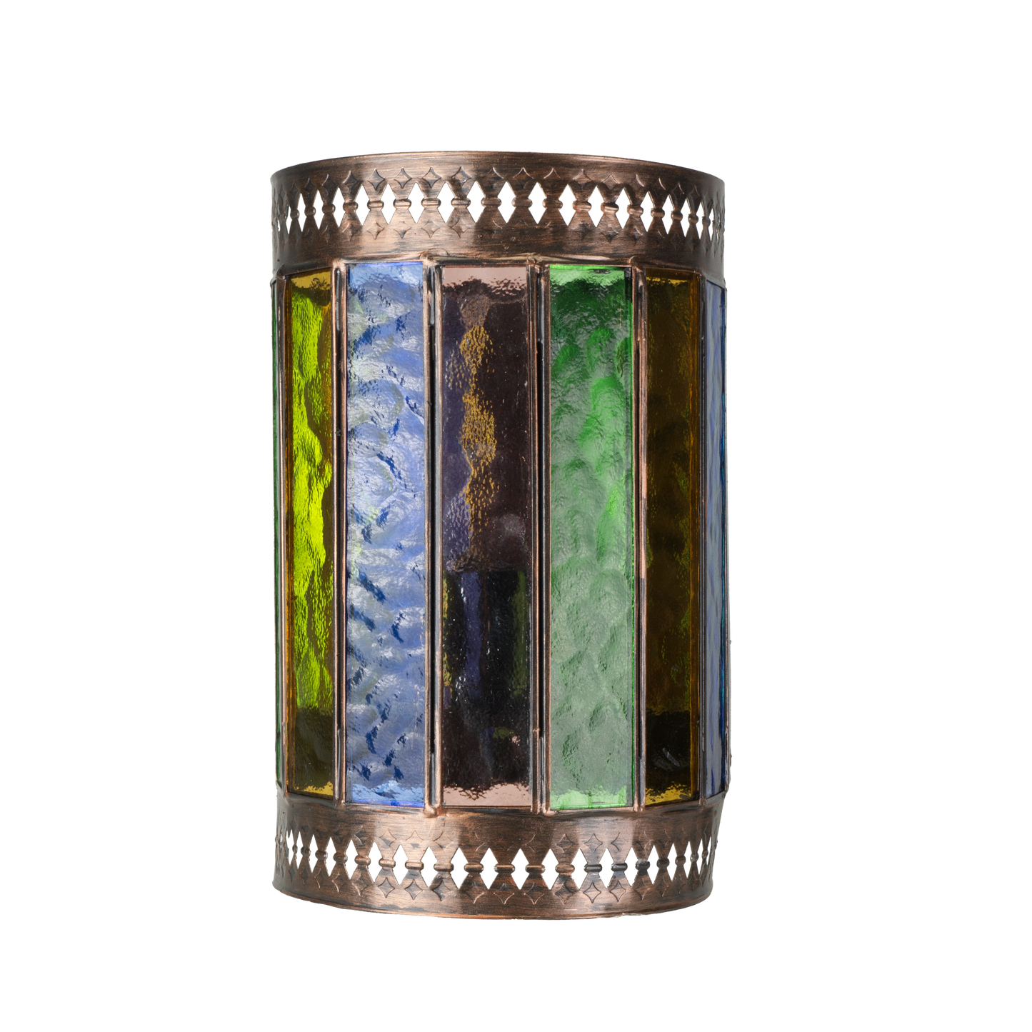 Aplique Casablanca fabricado en metal color marrón con cristales de colores