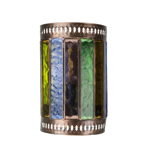 Aplique Casablanca fabricado en metal color marrón con cristales de colores