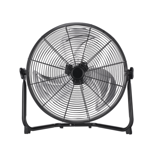 Ventilador Industrial Midas 100w Negro/Cromo de Fabrilamp, vista frontal.