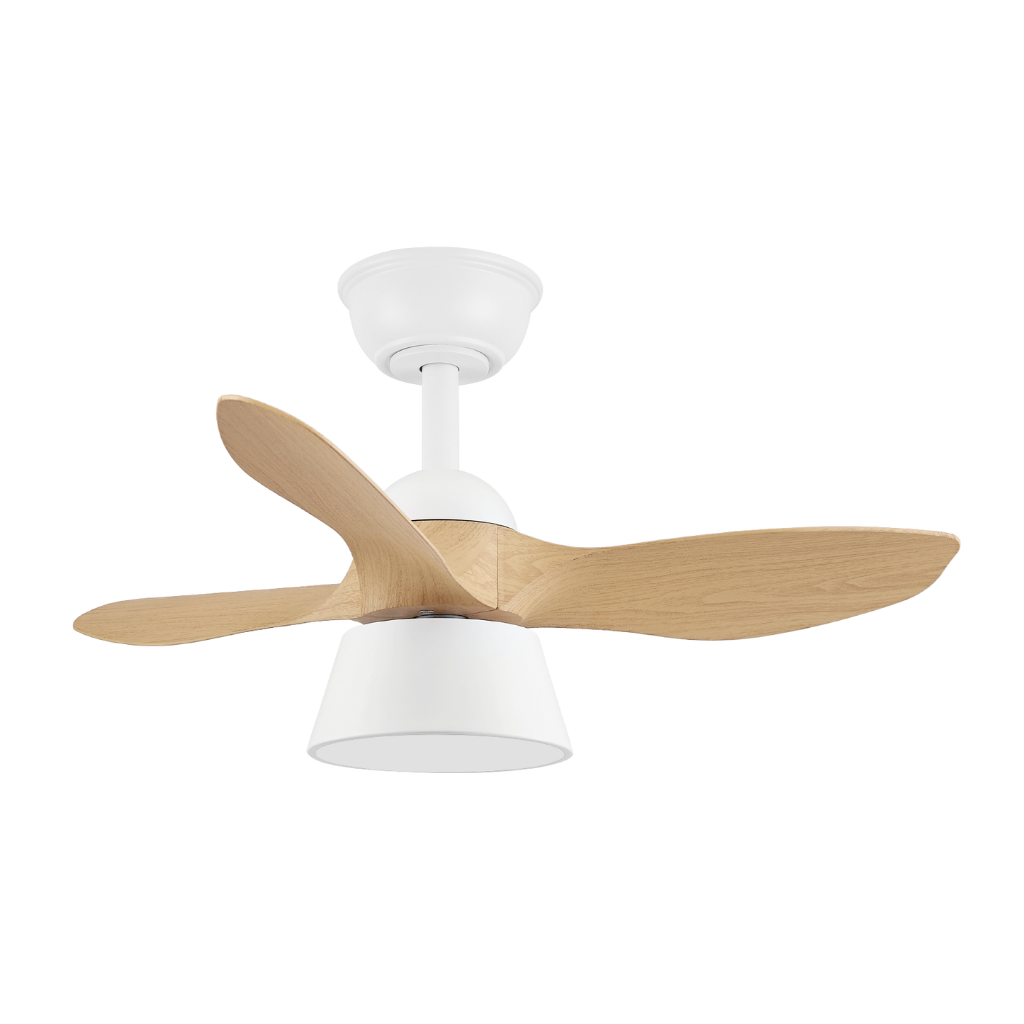 Ventilador moderno blanco y madera ideal para interior doméstico