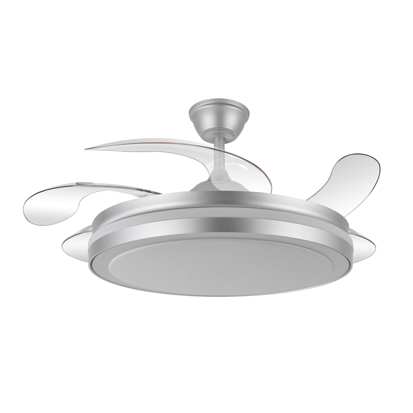 Moderno ventilador de techo con aspas retráctiles ideal para dormitorio