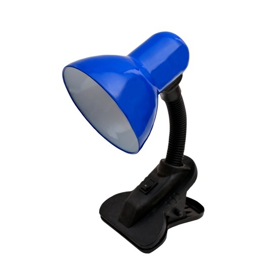 Flexo Dedalo fabricado en metal color azul, ideal para iluminación de escritorio