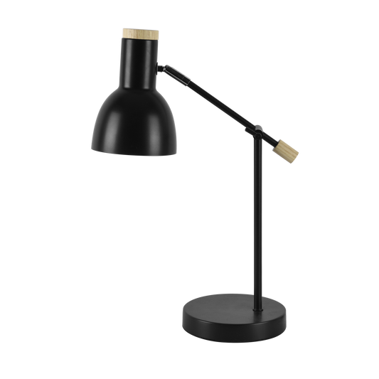 Flexo Tejo fabricado en metal y madera de haya color negro, ideal para escritorio