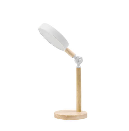 Flexo Pontica fabricado en metal color blanco/haya, ideal para iluminar tu escritorio