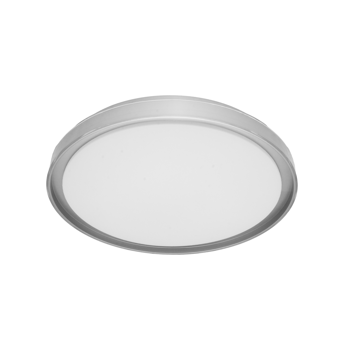 Plafón Bianca fabricado en metal color blanco y plata, ideal para interiores modernos.