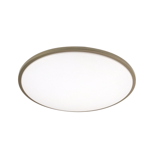 Plafón Eglon fabricado en metal y policarbonato color blanco y cuero