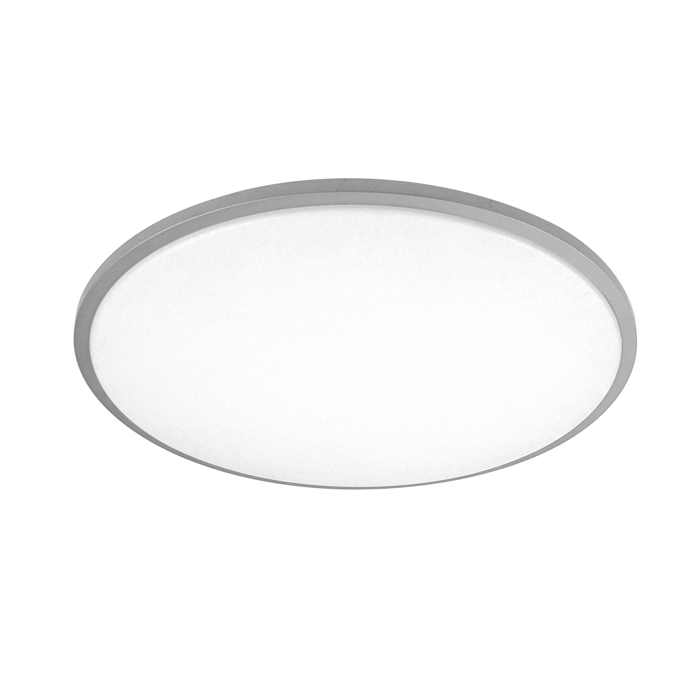 Plafón Eglon fabricado en metal blanco y plata, con luz LED regulable en color