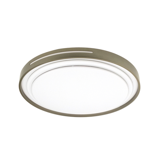 Plafón Argus fabricado en metal color blanco/cuero con LED regulable.
