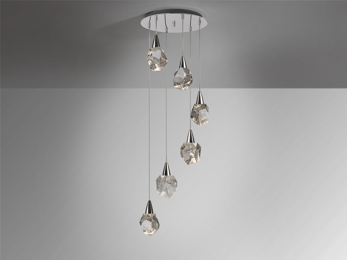 Lámpara Colgante Aquaria 6 Luces LED Cromo y Cristal Schuller en ambiente decorado | Schuller