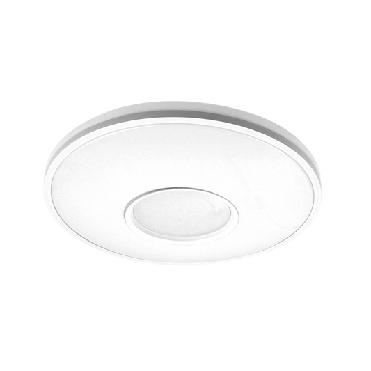 Plafón Perote fabricado en metal color blanco con efecto cielo estrellado