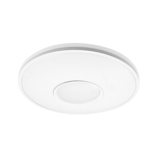 Plafón Perote fabricado en metal color blanco, con 3 temperaturas de luz
