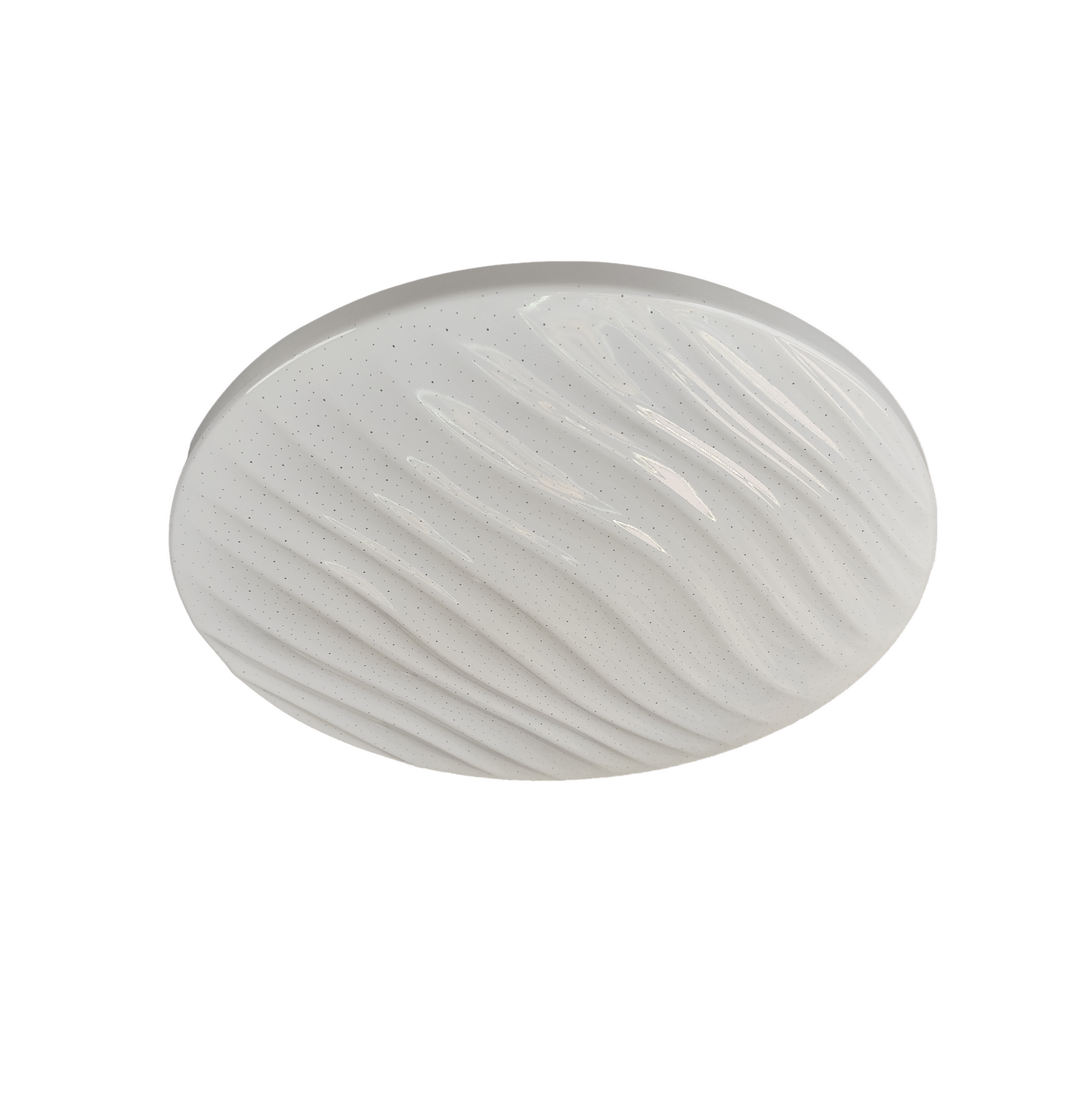 Plafón Olot fabricado en metal y policarbonato color blanco, luz natural.