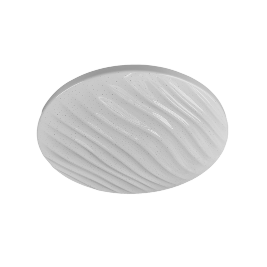 Plafón Olot fabricado en metal color blanco con luz blanca fría