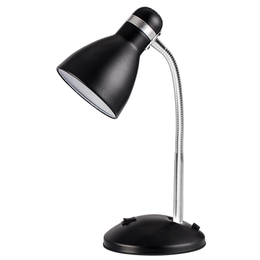 Lámpara de escritorio Lazulita fabricada en metal color negro y cromo