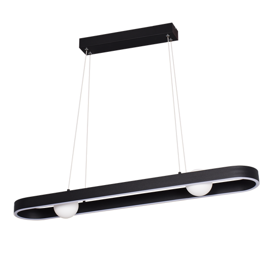 Colgante Fermoselle fabricado en aluminio, metal, acrílico y cristal color Negro