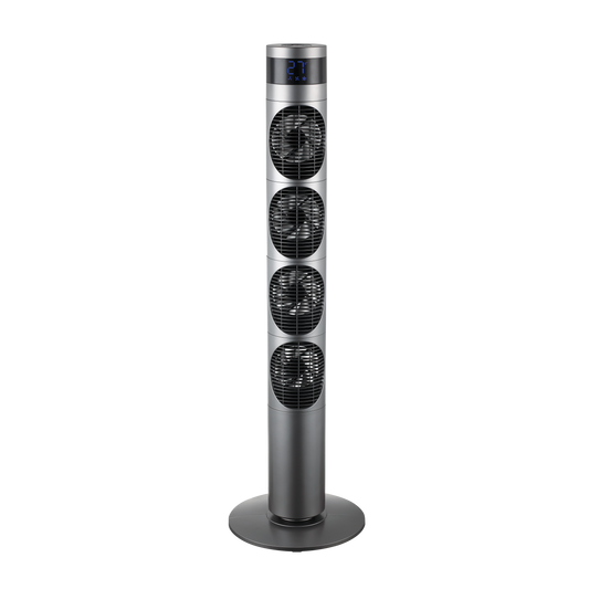 Ventilador de torre Mombuey fabricado en metal y ABS color gris metalizado