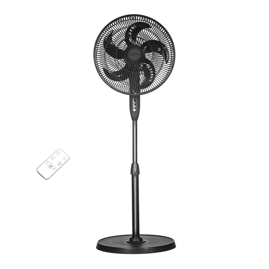 Ventilador Verdel fabricado en aluminio color negro con 3 velocidades y 5 aspas