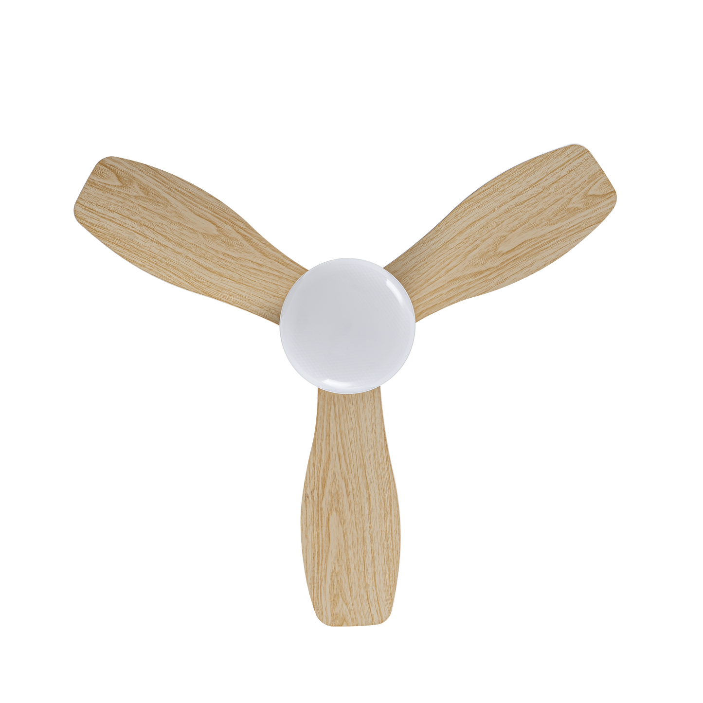 Ventilador moderno blanco y madera ideal para dormitorio con control remoto