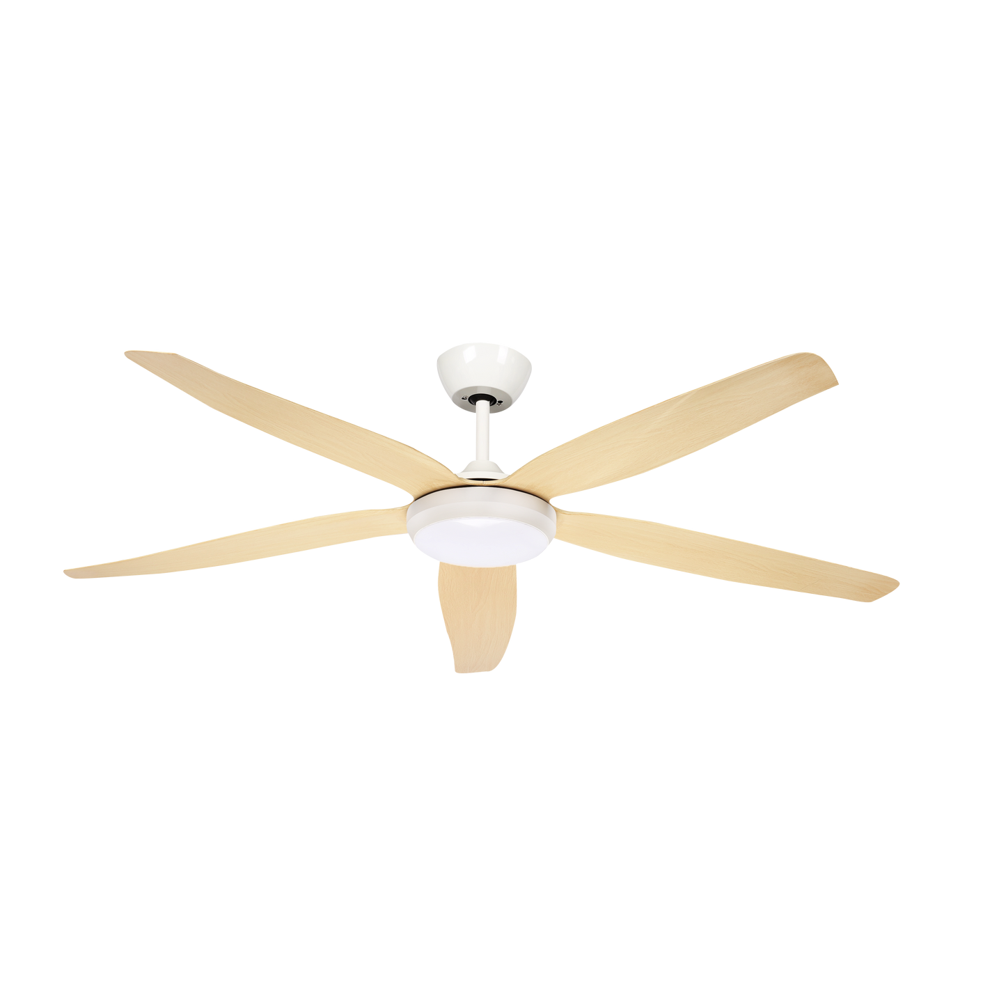 Ventilador Altea fabricado en metal y ABS color blanco/haya con luz LED integrada