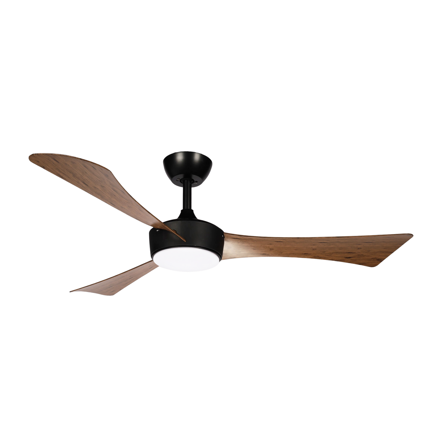 Ventilador Tormos fabricado en metal negro y ABS roble