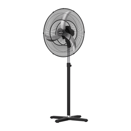 Ventilador de pie Regata fabricado en metal color negro, estilo industrial