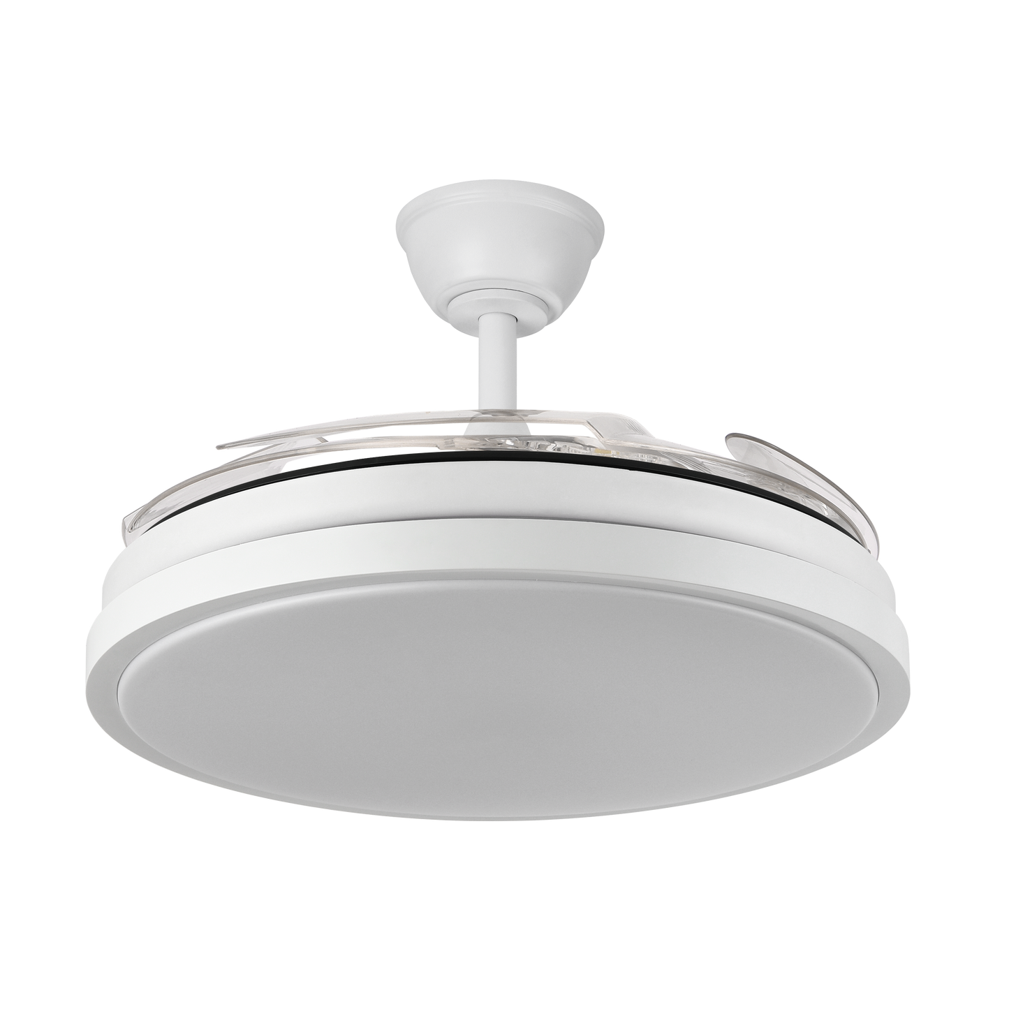 Ventilador de techo con aspas transparentes y luz LED integrada