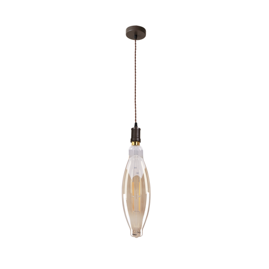 Lámpara Elio fabricada en metal color marrón con cristal ámbar