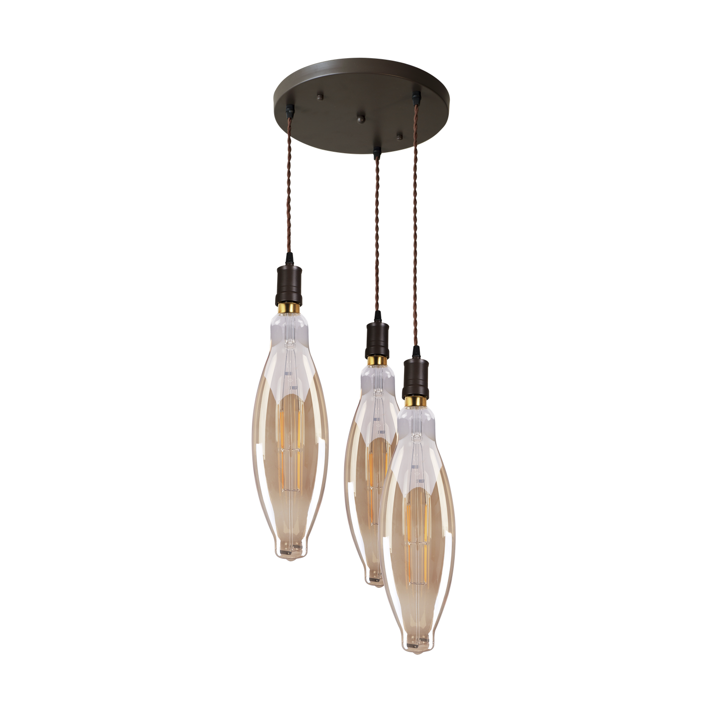 Lámpara Elio fabricada en Metal color Marrón con detalles en Cristal Ámbar
