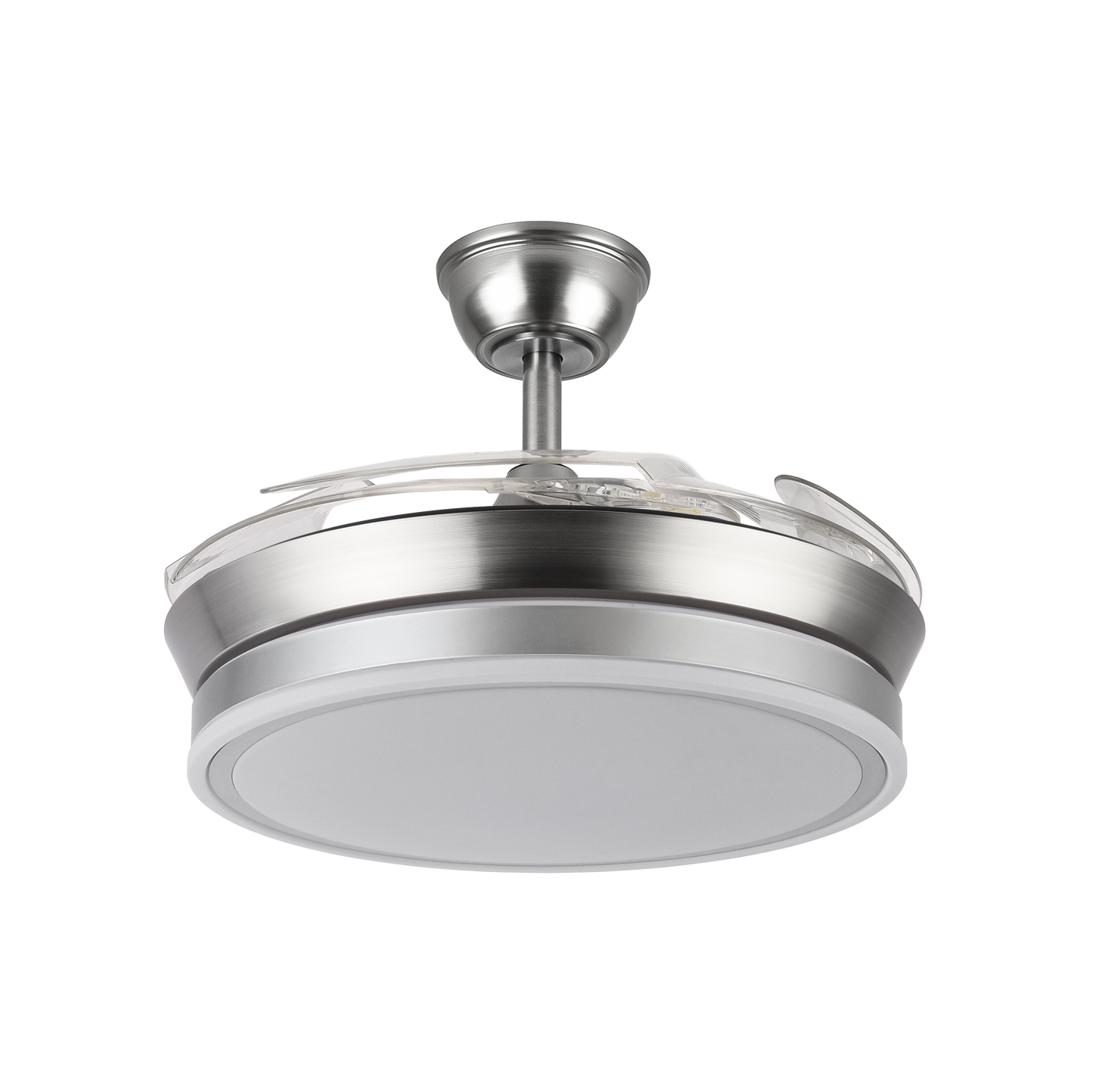 Moderno ventilador de techo níquel ideal para salón o dormitorio