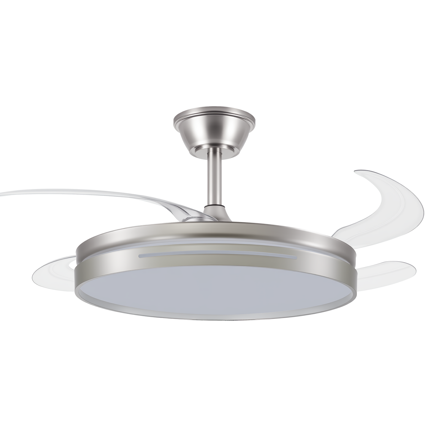 Elegante ventilador de techo níquel ideal para salón o dormitorio