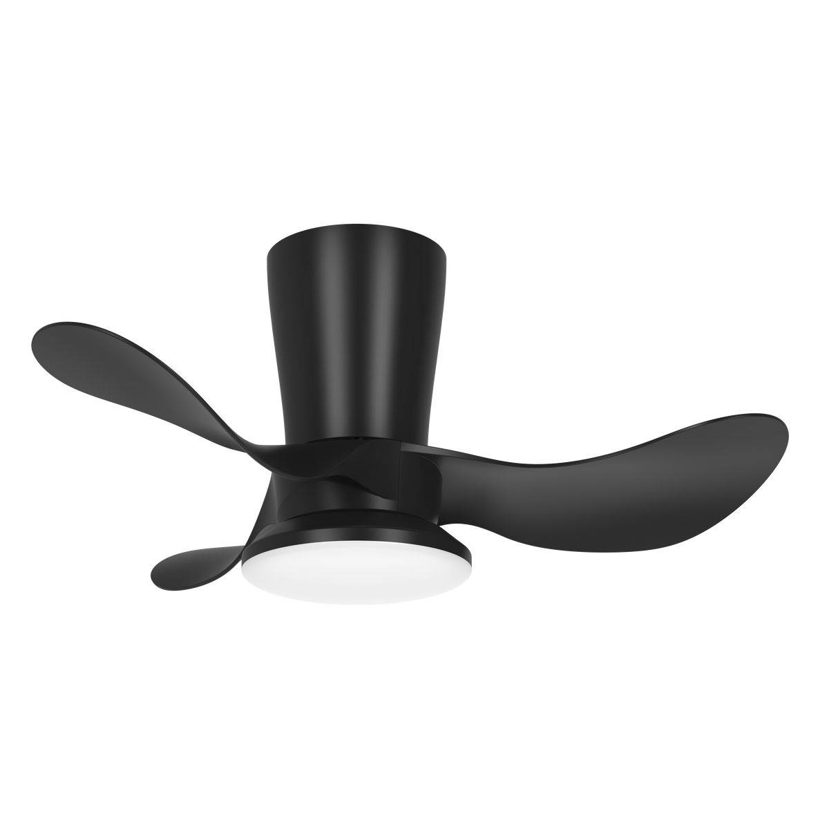 Ventilador Triollo fabricado en metal negro con aspas de ABS y policarbonato