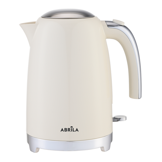 Detalle del Hervidor de Agua YUKA Beige, mango de tacto frío y visor de nivel