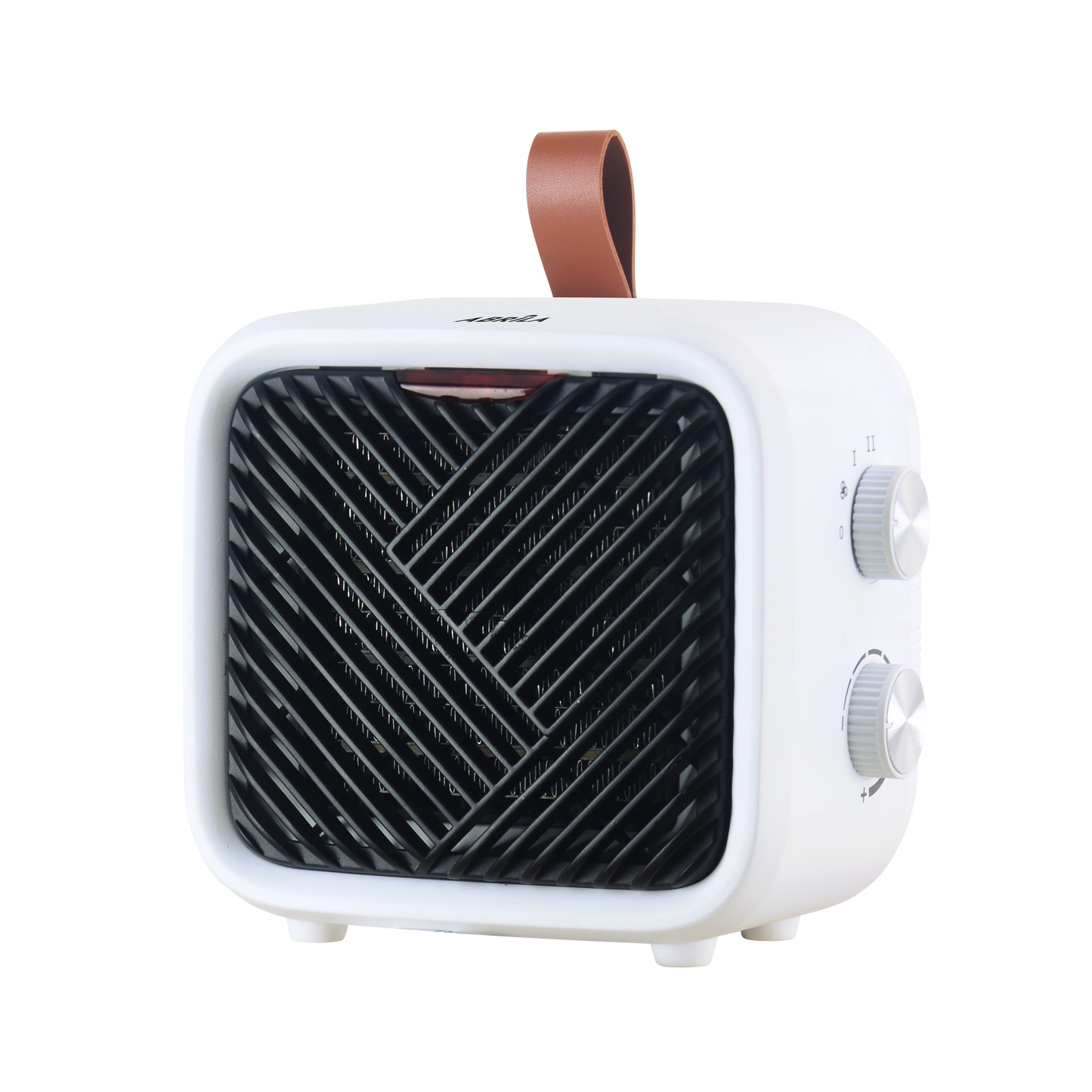 Termoventilador Cerámico DRISANA Blanco Fabrilamp con diseño vintage y asa de cuero