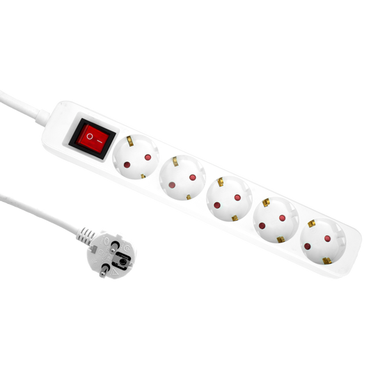 Alargadera Florey fabricada en Polipropileno color Blanco con interruptor de corte con luz