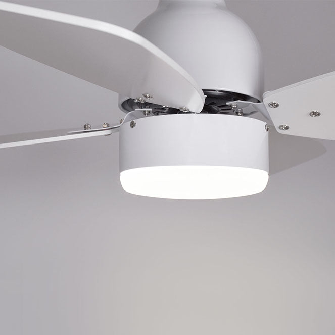 Detalles del Ventilador de Techo LED LUMIT FRESCO (Ref. 200093201B) de Interlusa: 81cm, 4 aspas reversibles, blanco, 16W LED 4000K, mando a distancia, temporizador. Ventilador de techo Interlusa LUZGURÚ.