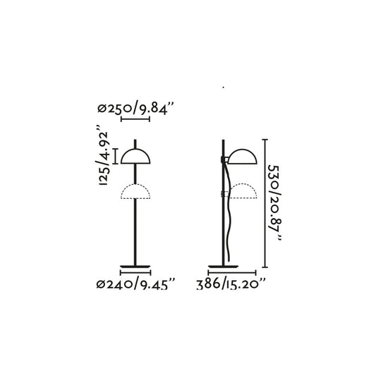 Plano con medidas de Lámpara de Sobremesa Dominica Beige Estilo Industrial Faro