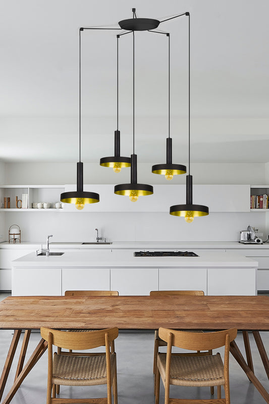 Lámpara Whizz fabricada en Acero color Negro, colgante moderno y elegante.